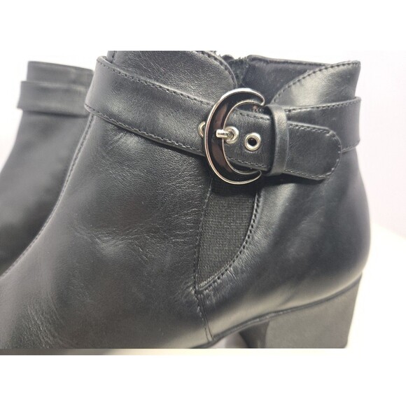 Elites By Walking Cradles Black Leather Ankle Boots zip Up & Buckle Detail S 7.5 - Picture 9 of 11